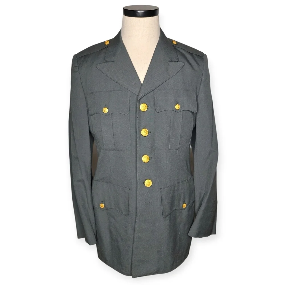 Vintage U.S. Army Dress Uniform Set Green Wool Poly Jacket 38R Pants 30x32